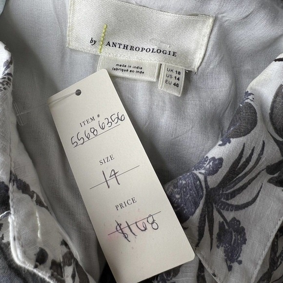 Anthropologie Lavinia White Blue Floral Embroidered Long Sleeve Shirtdress NWT - Picture 10 of 16